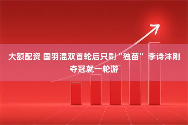 大额配资 国羽混双首轮后只剩“独苗” 李诗沣刚夺冠就一轮游